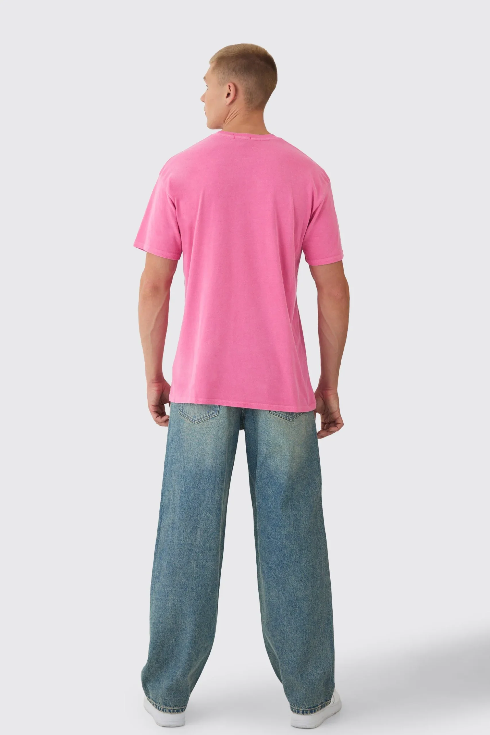 Oversized Washed Branded T-Shirt | BoohooMAN UK