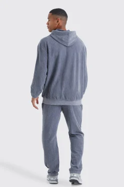 Oversized Washed Cord Hoodie | BoohooMAN UK