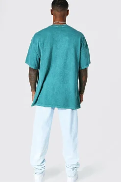 Oversized Washed Dove Graphic T-Shirt | BoohooMAN UK
