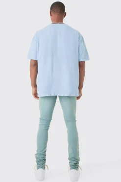 Oversized Washed Dove Print T-shirt | BoohooMAN UK