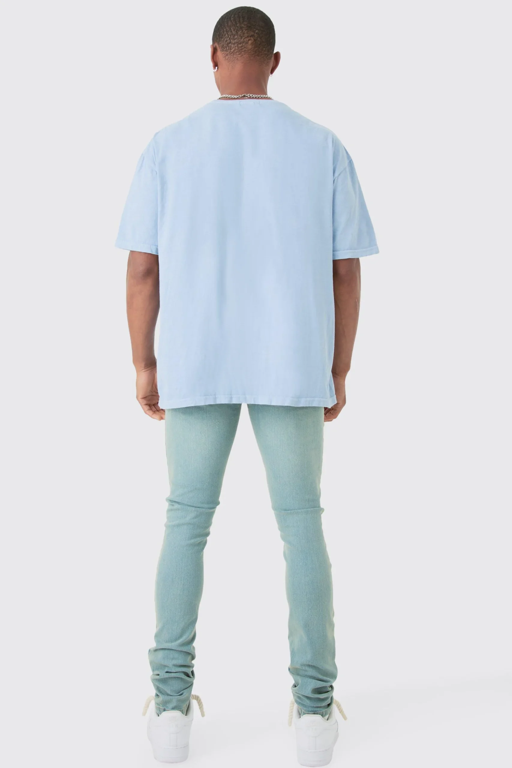 Oversized Washed Dove Print T-shirt | BoohooMAN UK