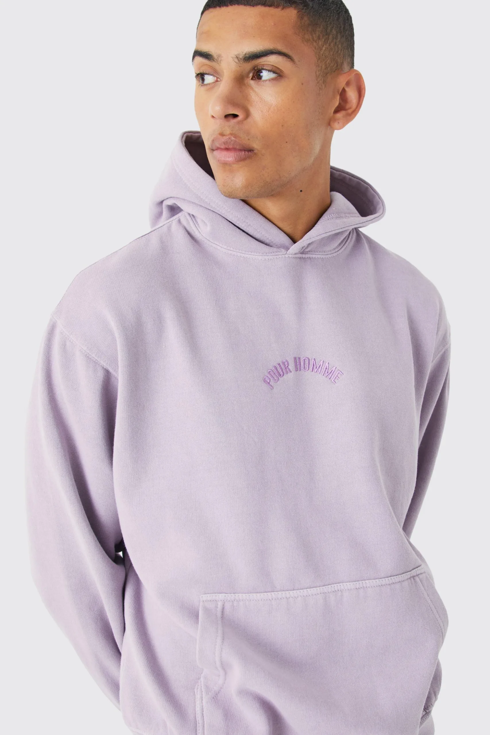 Oversized Washed Embroidered Hoodie | BoohooMAN UK
