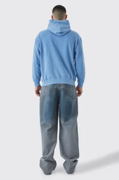 Oversized Washed Embroidered Hoodie | BoohooMAN UK