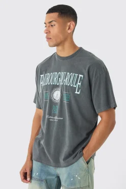 Oversized Washed Faubourg-Du-Roule T-shirt | BoohooMAN UK