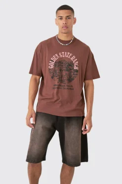 Oversized Washed Golden State Ranch T-shirt | BoohooMAN UK