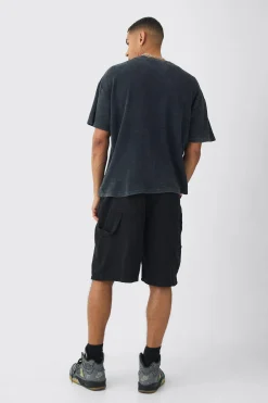 Oversized Washed Graphic Heavyweight Waffle T-shirt | BoohooMAN UK