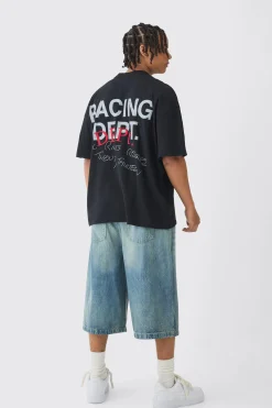Oversized Washed Heavy Extended Neck Photographic T-shirt | BoohooMAN UK
