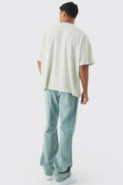 Oversized Washed Heavy Extended Neck Horse Print T-shirt | BoohooMAN UK