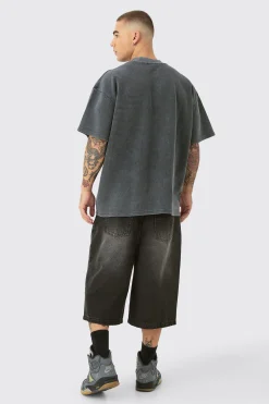 Oversized Washed Heavyweight Waffle T-shirt | BoohooMAN UK