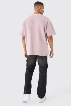 Oversized Washed Heavyweight Waffle T-shirt | BoohooMAN UK
