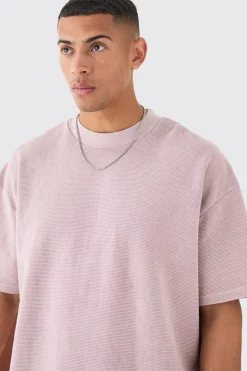 Oversized Washed Heavyweight Waffle T-shirt | BoohooMAN UK