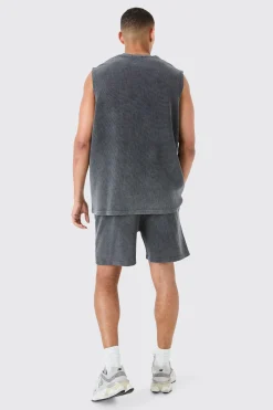 Oversized Washed Heavyweight Waffle Tank | BoohooMAN UK