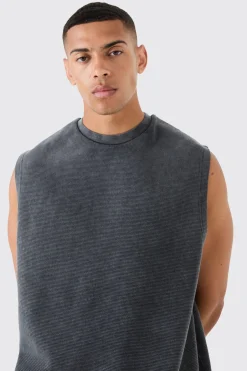 Oversized Washed Heavyweight Waffle Tank | BoohooMAN UK