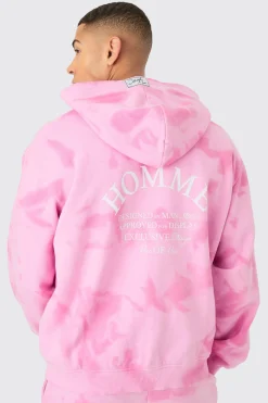 Oversized Washed Homme Paint Splatter Zip Through Tracksuit | BoohooMAN UK