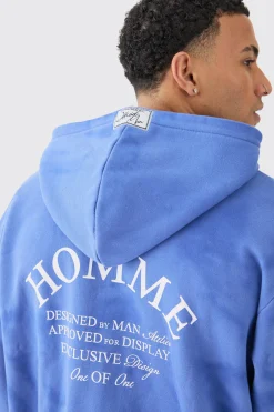 Oversized Washed Homme Paint Splatter Zip Through Hoodie | BoohooMAN UK
