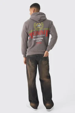 Oversized Washed Homme Print Hoodie | BoohooMAN UK