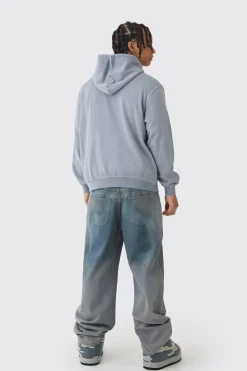 Oversized Washed Horse Print Zip Through Hoodie | BoohooMAN UK