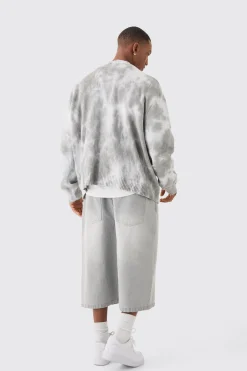 Oversized Washed Knitted Cardigan In Stone | BoohooMAN UK