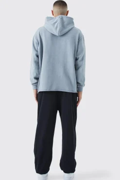 Oversized Washed Limited Raw Hem Hoodie | BoohooMAN UK