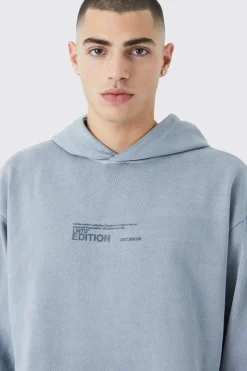Oversized Washed Limited Raw Hem Hoodie | BoohooMAN UK