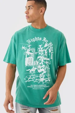 Oversized Washed Nights In Harlem T-shirt | BoohooMAN UK