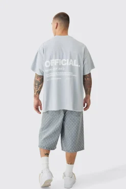 Oversized Washed Offical Slogan T-Shirt | BoohooMAN UK