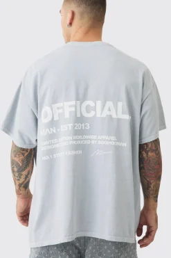 Oversized Washed Offical Slogan T-Shirt | BoohooMAN UK