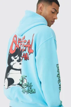 Oversized Washed Official Man Bear Hoodie | BoohooMAN UK