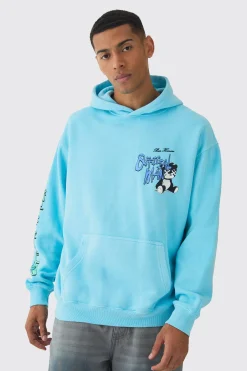 Oversized Washed Official Man Bear Hoodie | BoohooMAN UK