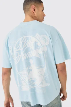 Oversized Washed Pour Homme Space T-shirt | BoohooMAN UK