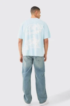 Oversized Washed Pour Homme Space T-shirt | BoohooMAN UK