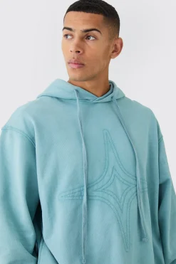 Oversized Washed Quilted Hoodie | BoohooMAN UK