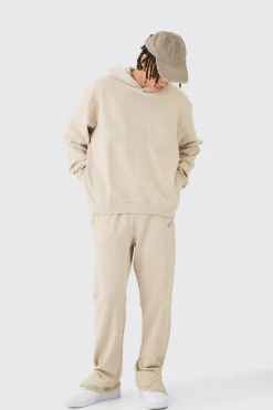 Oversized Washed Quilted Split Hem Tracksuit | BoohooMAN UK