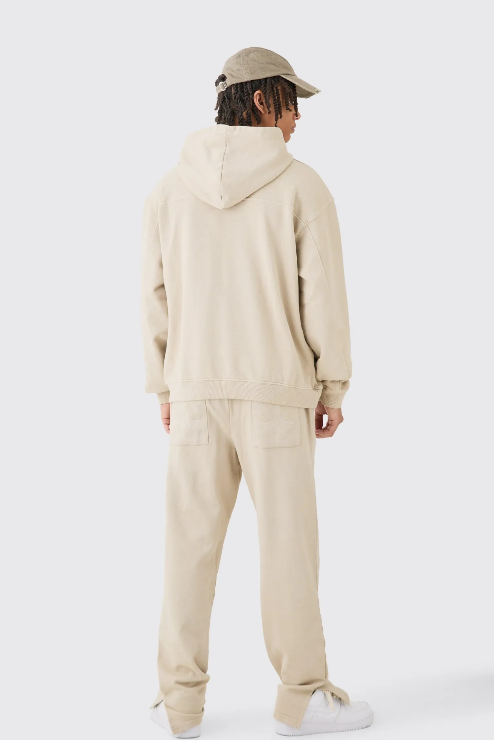 Oversized Washed Quilted Split Hem Tracksuit | BoohooMAN UK