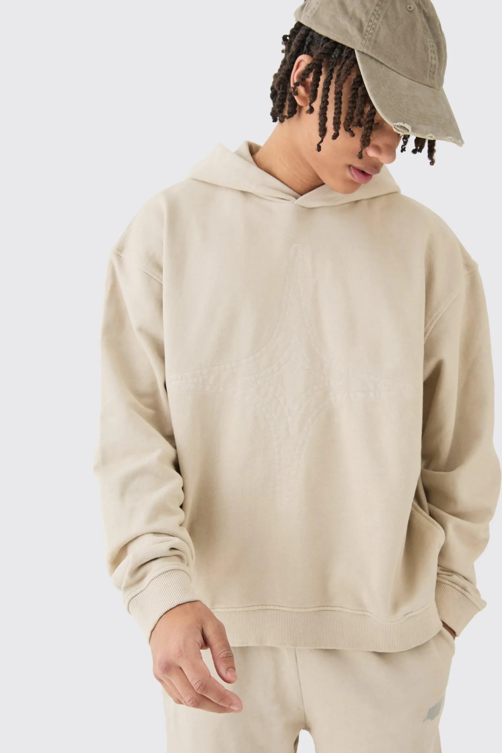 Oversized Washed Quilted Split Hem Tracksuit | BoohooMAN UK