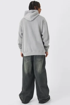 Oversized Washed Script Print Hoodie | BoohooMAN UK