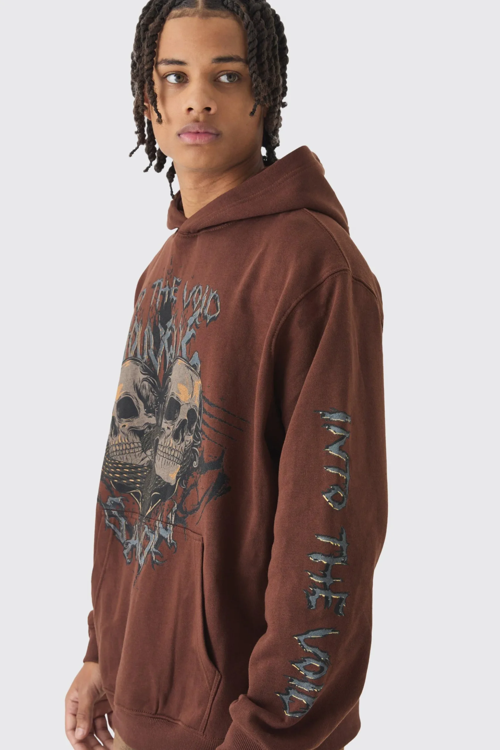 Oversized Washed Skull Graphic Hoodie | BoohooMAN UK