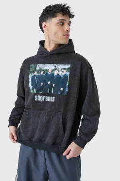 Oversized Washed Sopranos License Hoodie | BoohooMAN UK