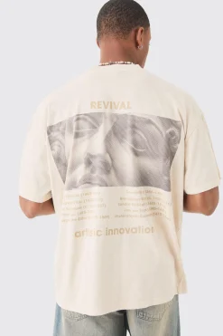 Oversized Washed Statue Print T-shirt | BoohooMAN UK