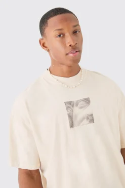 Oversized Washed Statue Print T-shirt | BoohooMAN UK