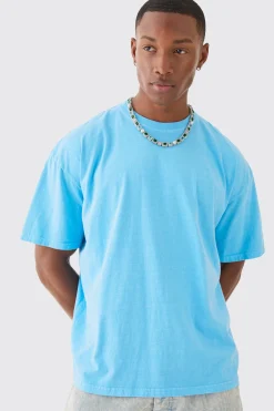 Oversized Washed Stencil Floral Back Print T-shirt | BoohooMAN UK