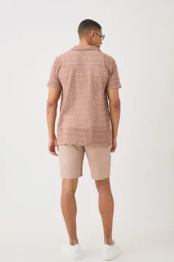Oversized Weave Look Shirt | BoohooMAN UK