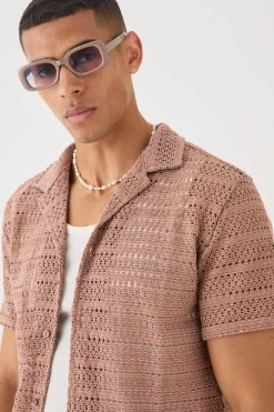 Oversized Weave Look Shirt | BoohooMAN UK