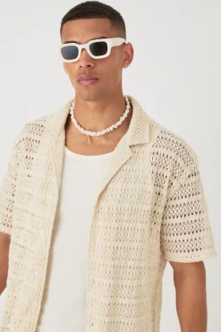 Oversized Weave Look Shirt | BoohooMAN UK