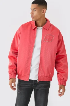 Oversized Weave Pu Bomber | BoohooMAN UK