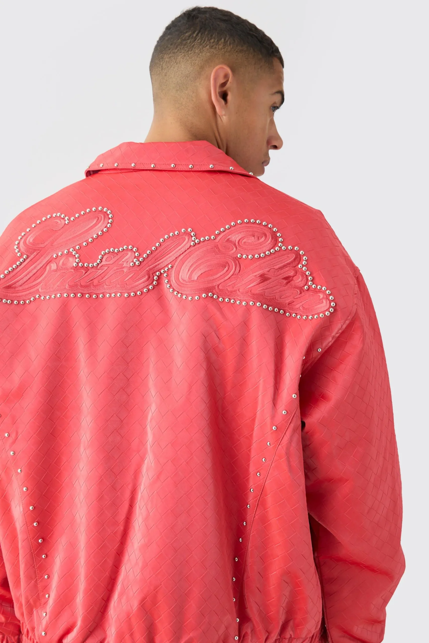 Oversized Weave Pu Bomber | BoohooMAN UK