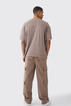 Oversized Western USA Eagle Large Scale Wash Print T-Shirt | BoohooMAN UK