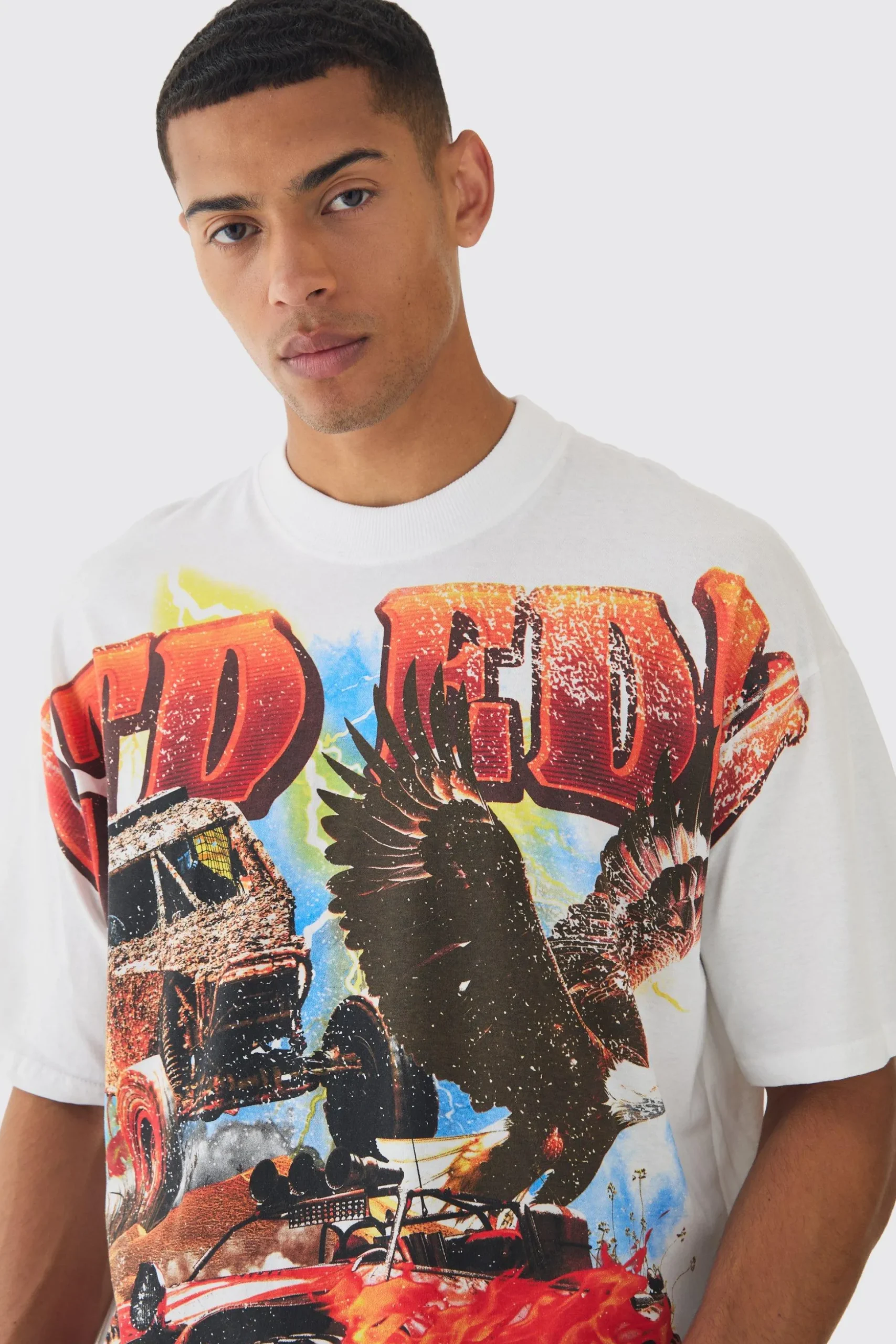 Oversized Western Vintage T-Rex Large Scale Print T-Shirt | BoohooMAN UK