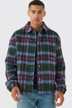 Oversized Wool Look Check Harrington | BoohooMAN UK