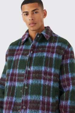 Oversized Wool Look Check Harrington | BoohooMAN UK